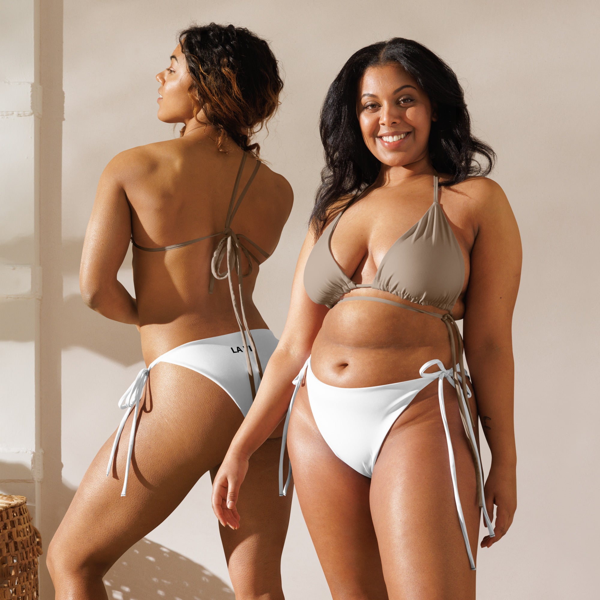 All-over print recycled string bikini bottom